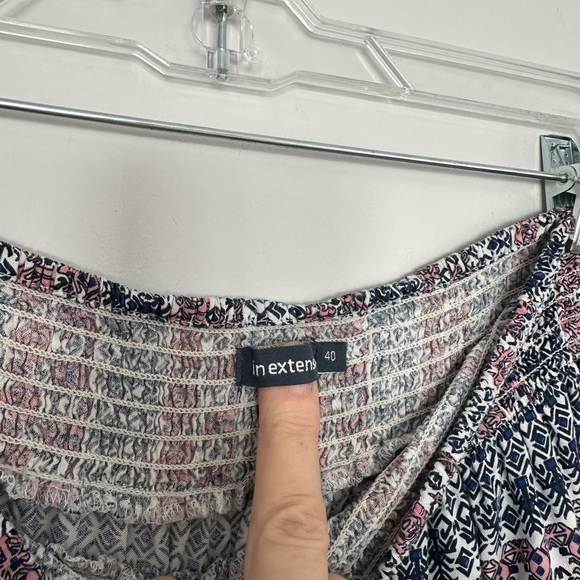 EUC boho style 41” length maxi skirt 25” right side slit elastic waist 13”-23” - Picture 4 of 5